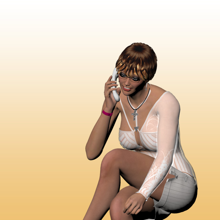 Sitting at a Desk and Making phone call 3d model Woman